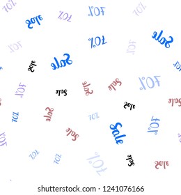 Light Blue, Red vector seamless cover with symbols of 70 % sales. Colorful set of  percentage signs in simple style. Design for business ads, commercials.