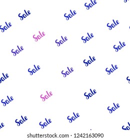 Light Blue, Red vector seamless layout with discount words. Gradient illustration with discount signs on white backdrop. Backdrop for mega promotions, discounts.