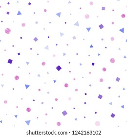 Light Blue, Red vector seamless layout with circles, lines, rectangles. Glitter abstract illustration with spheres, squares, lines. Pattern for design of window blinds, curtains.