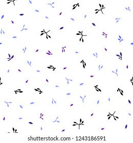 Light Blue, Red vector seamless doodle pattern with leaves. Doodle illustration of leaves in Origami style with gradient. Pattern for design of fabric, wallpapers.