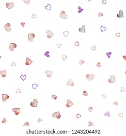 Light Blue, Red vector seamless cover with Shining hearts. Illustration with hearts in love concept for valentine's day. Template for Valentine's greeting postcards.