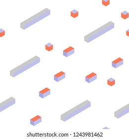 Light Blue, Red vector seamless, isometric cover in polygonal style. Modern abstract illustration with colorful rectangles. Texture for window blinds, curtains.