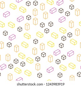 Light Blue, Red vector seamless, isometric pattern in square style. Decorative design in abstract style with rectangles. Pattern for trendy fabric, wallpapers.