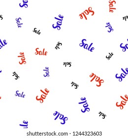 Light Blue, Red vector seamless background with words of sales. Colorful set of  percentage signs in simple style. Backdrop for super sales on Black Friday.