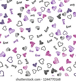 Light Blue, Red vector seamless backdrop with phrase LOVE YOU, hearts. Design in doodle style with text LOVE YOU, hearts. Design for textile, fabric, wallpapers.
