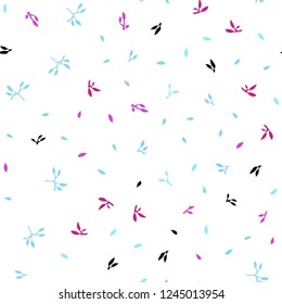 Light Blue, Red vector seamless natural pattern with leaves. Decorative illustration with doodles on abstract template. Pattern for design of window blinds, curtains.