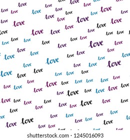 Light Blue, Red vector seamless background with words of love. Illustration with phrase LOVE YOU for valentine's day. Design for wallpaper, fabric makers.