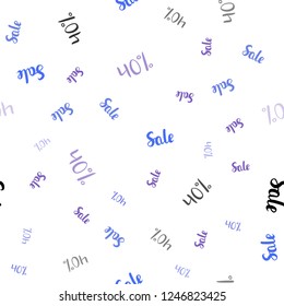 Light Blue, Red vector seamless cover with symbols of 40 % sales. Colorful set of  percentage signs in simple style. Pattern for ads, posters, banners of sales.