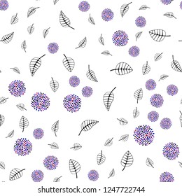 Light Blue, Red vector seamless natural background with leaves, flowers. Colorful doodles on white background. Design for textile, fabric, wallpapers.