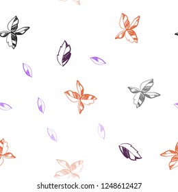 Light Blue, Red vector seamless doodle background with leaves. A vague abstract illustration with leaves in doodles style. Pattern for design of fabric, wallpapers.