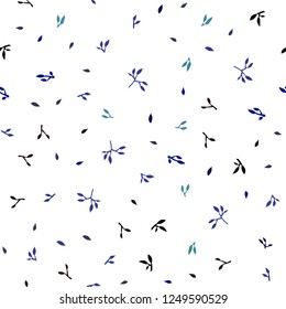 Light Blue, Red vector seamless doodle template with leaves. Colorful illustration in doodle style with leaves. Pattern for design of fabric, wallpapers.