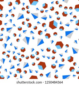 Light Blue, Red vector seamless, isometric cover with triangles, rectangles. Illustration with colorful triangles, rectangles. Template for business cards, websites.