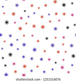 Light Blue, Red vector seamless background with xmas snowflakes. Glitter abstract illustration with crystals of ice. Template for business cards, websites.