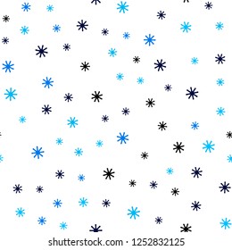 Light Blue, Red vector seamless background with xmas snowflakes. Shining colorful illustration with snow in christmas style. Texture for window blinds, curtains.