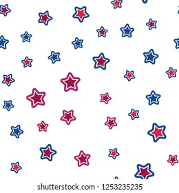 Light Blue, Red vector seamless template with sky stars. Modern geometrical abstract illustration with stars. Design for textile, fabric, wallpapers.