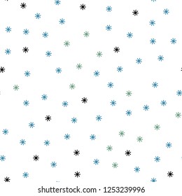 Light Blue, Red vector seamless pattern with christmas snowflakes. Colorful decorative design in xmas style with snow. Design for textile, fabric, wallpapers.