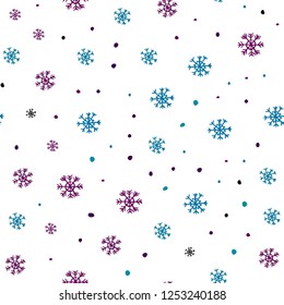Light Blue, Red vector seamless template with ice snowflakes. Modern geometrical abstract illustration with snowflakes. Design for textile, fabric, wallpapers.