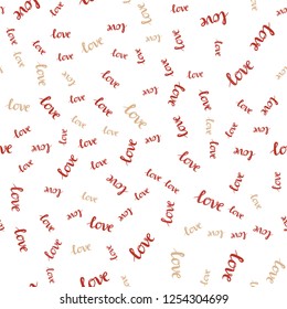 Light Blue, Red vector seamless texture with words LOVE YOU. Illustration with colorful phrase LOVE YOU in romantic style. Template for business cards, websites.