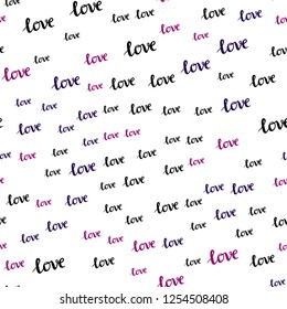 Light Blue, Red vector seamless cover with quote LOVE YOU. Illustration with phrase LOVE YOU for valentine's day. Pattern for trendy fabric, wallpapers.