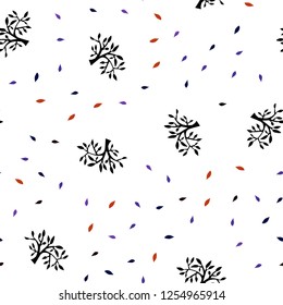 Light Blue, Red vector seamless natural backdrop with leaves, branches. Colorful illustration in doodle style with leaves, branches. Template for business cards, websites.