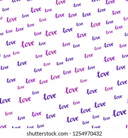 Light Blue, Red vector seamless template with text LOVE YOU. Illustration with phrase LOVE YOU for valentine's day. Pattern for trendy fabric, wallpapers.