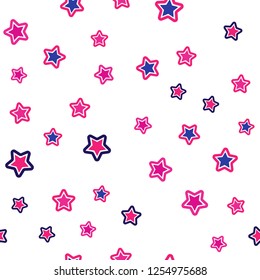 Light Blue, Red vector seamless template with sky stars. Glitter abstract illustration with colored stars. Pattern for design of fabric, wallpapers.