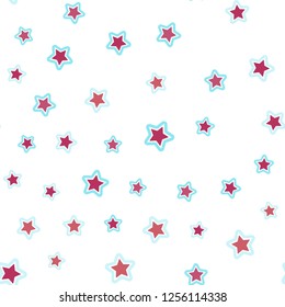 Light Blue, Red vector seamless pattern with christmas stars. Glitter abstract illustration with colored stars. Pattern for design of fabric, wallpapers.