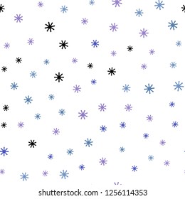 Light Blue, Red vector seamless background with xmas snowflakes. Glitter abstract illustration with crystals of ice. Design for wallpaper, fabric makers.