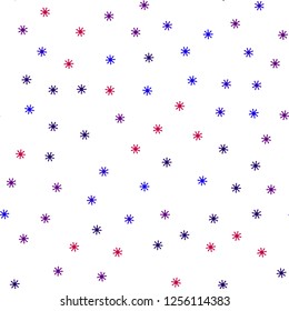 Light Blue, Red vector seamless template with ice snowflakes. Modern geometrical abstract illustration with snowflakes. Design for textile, fabric, wallpapers.