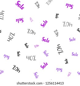 Light Blue, Red vector seamless cover with symbols of 40 % sales. Colorful set of  percentage signs in simple style. Pattern for ads, posters, banners of sales.