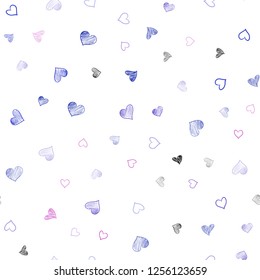Light Blue, Red vector seamless cover with Shining hearts. Beautiful colored illustration with hearts in celebration style. Pattern can be used for valentine's ad, booklets.