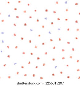 Light Blue, Red vector seamless template with ice snowflakes. Modern geometrical abstract illustration with snowflakes. Design for textile, fabric, wallpapers.