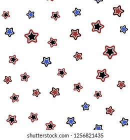 Light Blue, Red vector seamless layout with bright stars. Decorative shining illustration with stars on abstract template. Design for textile, fabric, wallpapers.