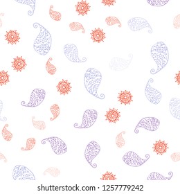 Light Blue, Red vector seamless natural background with leaves and flowers. An elegant bright illustration with leaves and flowers. Pattern for trendy fabric, wallpapers.