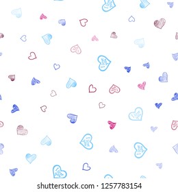 Light Blue, Red vector seamless pattern with colorful hearts. Illustration with hearts in love concept for valentine's day. Template for Valentine's greeting postcards.