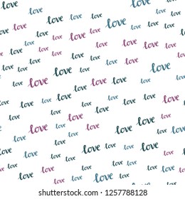 Light Blue, Red vector seamless background with words of love. Illustration with phrase LOVE YOU for valentine's day. Design for wallpaper, fabric makers.