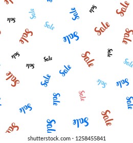 Light Blue, Red vector seamless template with selling words. Colorful set of  percentage signs in simple style. Design for business ads, commercials.