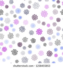 Light Blue, Red vector seamless template with ice snowflakes. Snow on blurred abstract background with gradient. Trendy design for wallpaper, fabric makers.
