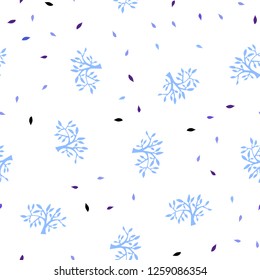 Light Blue, Red vector seamless doodle texture with leaves, branches. Creative illustration in blurred style with leaves, branches. Pattern for design of fabric, wallpapers.