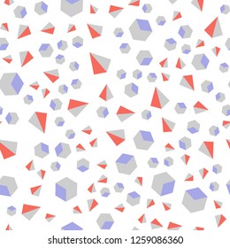 Light Blue, Red vector seamless, isometric background with triangles, cubes. Abstract gradient illustration with triangles, cubes. Pattern for design of fabric, wallpapers.