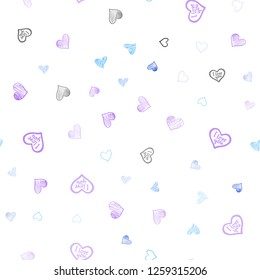 Light Blue, Red vector seamless background with hearts. Beautiful colored illustration with hearts in celebration style. Pattern for marriage gifts, congratulations.