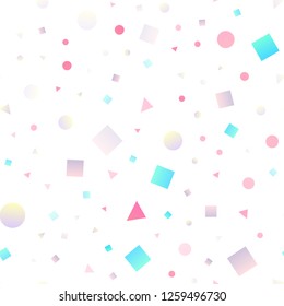 Light Blue, Red vector seamless template with crystals, circles, squares. Decorative design in abstract style with lines, dots, cubes. Pattern for design of window blinds, curtains.