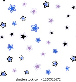 Light Blue, Red vector seamless cover with small and big stars. Modern geometrical abstract illustration with stars. Pattern for trendy fabric, wallpapers.