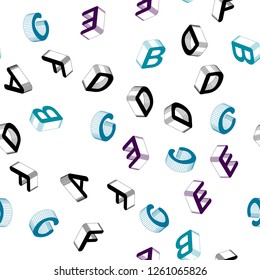Light Blue, Red vector seamless layout with 3D latin alphabet. Colorful gradient design in 3D style with signs of alphabet. Design for textile, fabric, wallpapers.