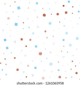 Light Blue, Red vector seamless texture with poly style with circles, cubes. Circles, lines, rhombus with colorful gradient. Trendy design for wallpaper, fabric makers.