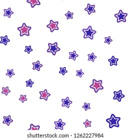 Light Blue, Red vector seamless background with colored stars. Stars on blurred abstract background with gradient. Pattern for trendy fabric, wallpapers.