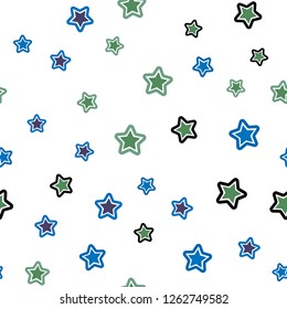 Light Blue, Red vector seamless template with sky stars. Blurred decorative design in simple style with stars. Pattern for design of fabric, wallpapers.