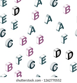 Light Blue, Red vector seamless layout with 3D latin alphabet. Shining colorful 3D illustration with isolated letters. Design for textile, fabric, wallpapers.