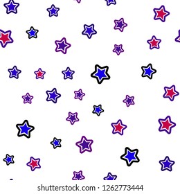 Light Blue, Red vector seamless cover with small and big stars. Blurred decorative design in simple style with stars. Pattern for trendy fabric, wallpapers.