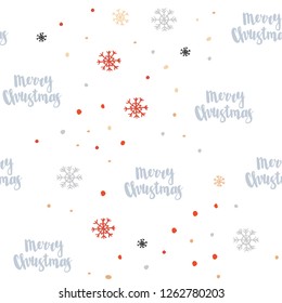 Light Blue, Red vector seamless layout with bright snowflakes. Shining colorful illustration with snow on abstract template. Pattern for design of window blinds, curtains.